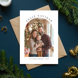 Spanish Christmas Arch Photo Feliz Navidad Red Holiday Card