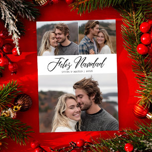 Spanish Christmas Calligraphy Feliz Navidad Photo Holiday Card