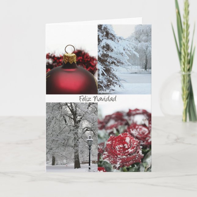 spanish christmas card red winter snow collage (Front)
