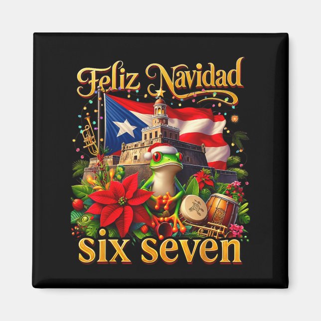 Spanish Christmas Funny Puerto Rico Boricua Coqui  Magnet (Front)
