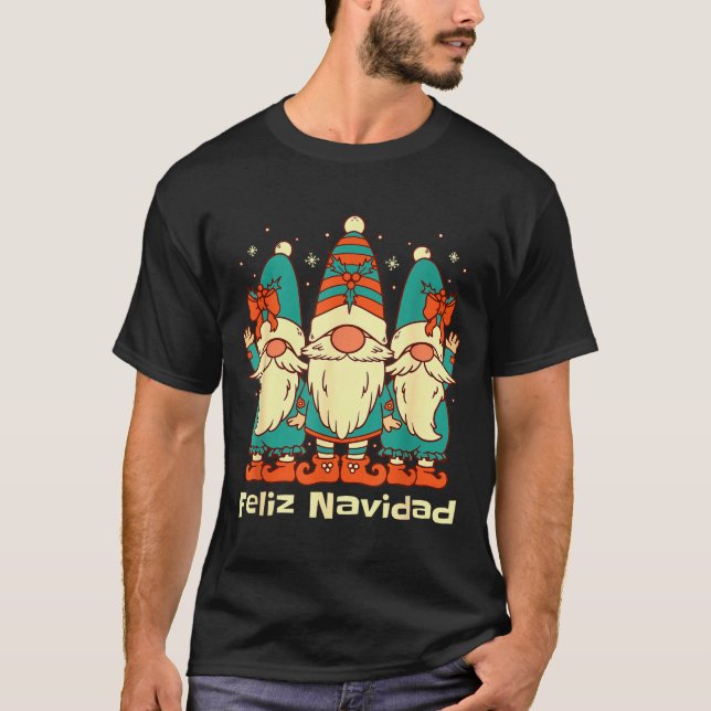 Spanish Christmas Gnomes Feliz Navidad  T-Shirt (Front)