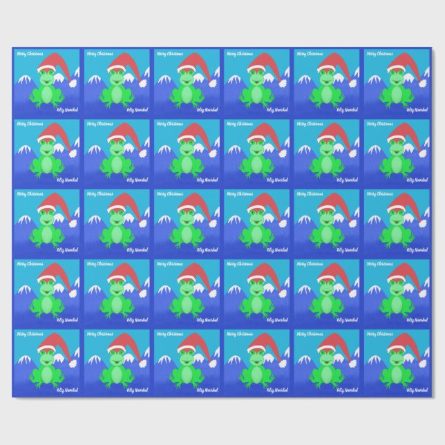 Spanish Christmas Santa Frog Wrapping Paper (Flat)