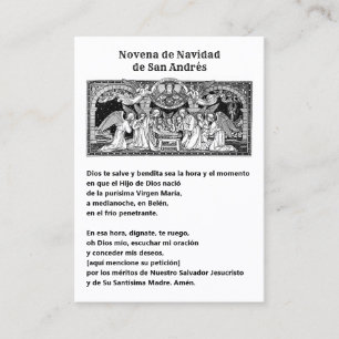 Spanish Christmas  St. Andrew Novena Prayer Business Card