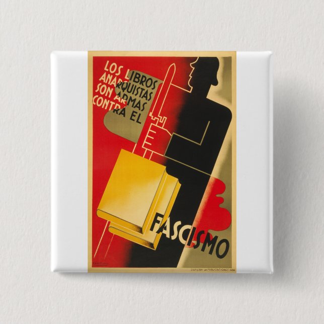 Spanish Civil War Anarchist / Facism Rare Poster 15 Cm Square Badge (Front)