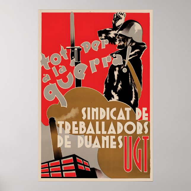 Spanish Civil War Poster All for war! Customs (Front)