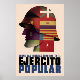 Spanish Civil War Poster All forces united in the