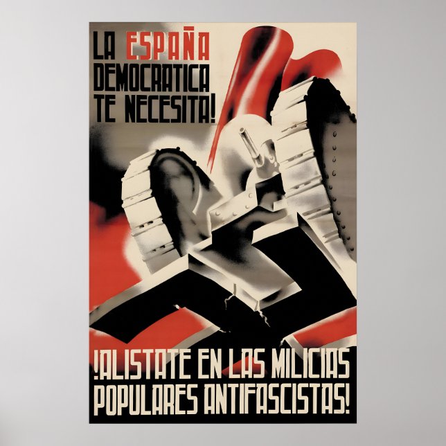Spanish Civil War Poster Democratic Spain needs (Front)