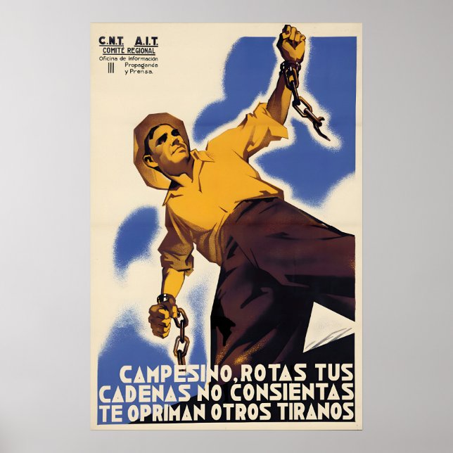 Spanish Civil War Poster Peasant, break your (Front)