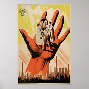 Spanish Civil War Poster Red Hand Propaganda Art