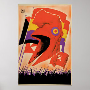 Spanish Civil War Poster Red Helmet  Art Wall