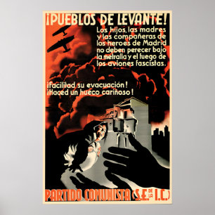 Spanish Civil War Propaganda Poster, Help Evacuate Poster