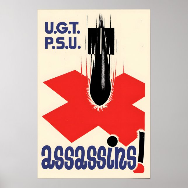 Spanish Civil War Propaganda Poster UGT PSU (Front)