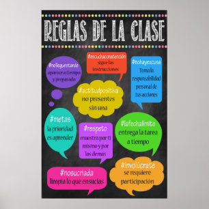 SPANISH Classroom Rules Poster! REGLAS DE LA CLASE Poster