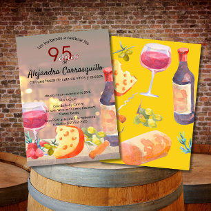 Spanish Classy Wine & Cheese Tasting 95th Birthday Invitation