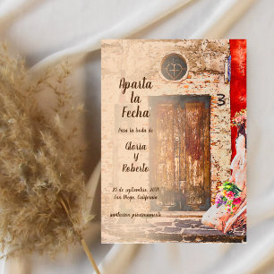 Spanish, Colourful Old Town Mexican Wedding Invitation