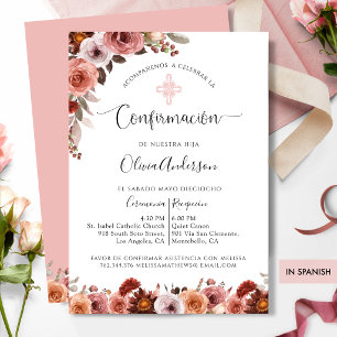 Spanish Confirmation Blush Pink Floral Invitation