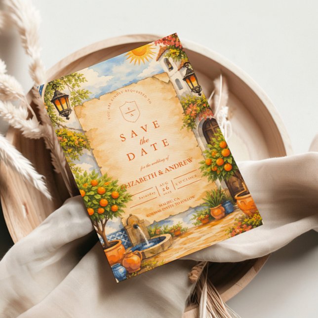 Spanish Courtyard Romance Wedding Save The Date (Creator Uploaded)