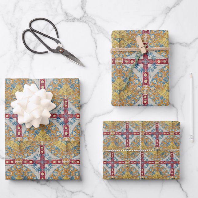 Spanish Cross Tiles Wrapping Paper Sheet (Front)