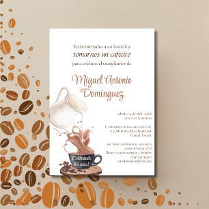 Spanish Cute Coffee Splash 85th Birthday Party  Invitation