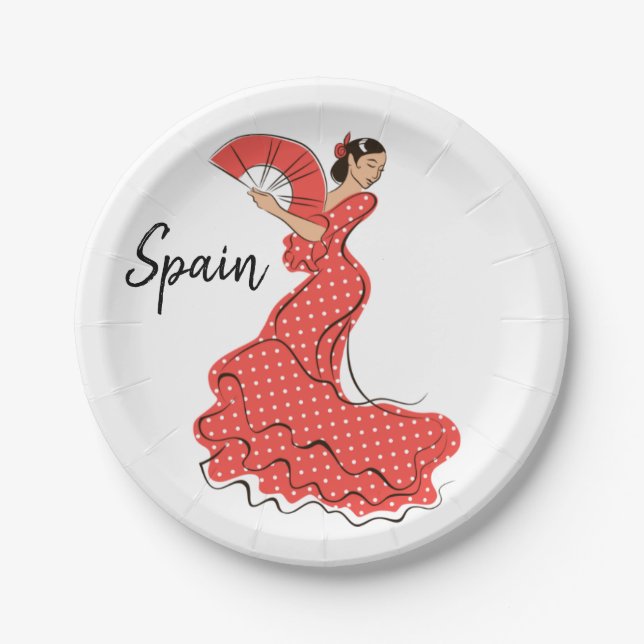 Spanish Dancer Flamenco  Paper Plate (Front)