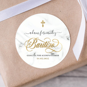 Spanish De Bautizo Gracias Gold  Classic Round Sticker