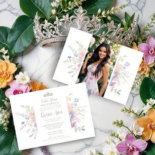 Spanish Delicate Spring Quinceañera Soft Floral Invitation