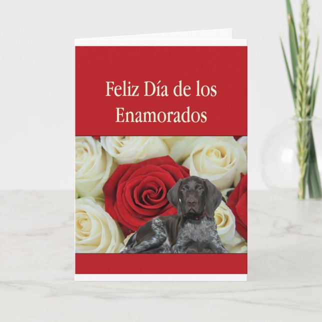 Spanish Día Enamorados Glossy Grizzly Valentine Holiday Card (Front)