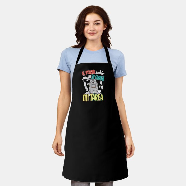 Spanish Dog Ate My Homework - Perro Tarea Apron (Worn)