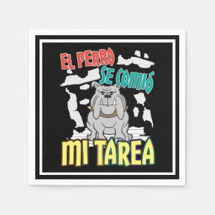 Spanish Dog Ate My Homework - Perro Tarea Napkin