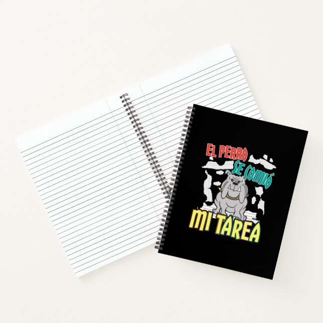 Spanish Dog Ate My Homework - Perro Tarea Notebook (Inside)