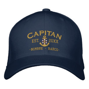 SPANISH El Capitan Captain Name and Year Embroidered Hat