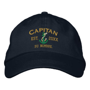 SPANISH El Capitan Green Gold Personalised Embroidered Hat