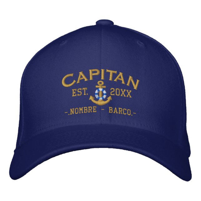 SPANISH El Capitan Nautical Personalised Embroidered Hat (Front)