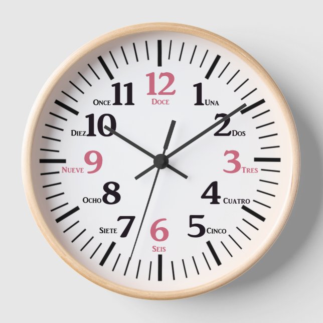 Spanish El Reloj Tiempo Gift Wall Decor Wood Clock (Front)