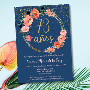 Spanish Elegant Chic Floral 73rd Birthday Party Invitation
