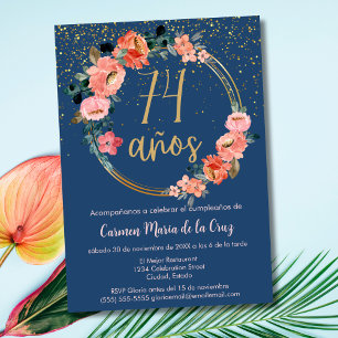 Spanish Elegant Chic Floral 74th Birthday Party Invitation