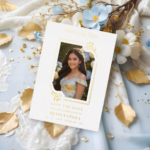 Spanish Elegant Photo Quinceañera Yellow Floral