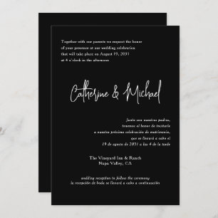 Spanish English Bilingual Elegant Classic Wedding Invitation