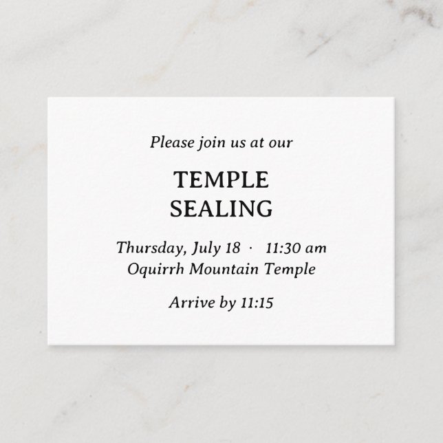 Spanish-English Temple Sealing Invitation (Front)