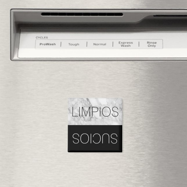 Spanish Español Faux Marble Clean Dirty Dishwasher Magnet (In Situ (Dishwasher))