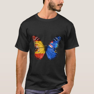 Spanish Falkland Islanders Flag Butterfly T-Shirt