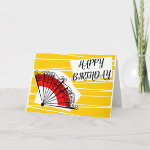 Spanish Fan Birthday landscape greetings card
