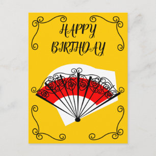 Spanish Fan Corners Birthday vertical Postcard