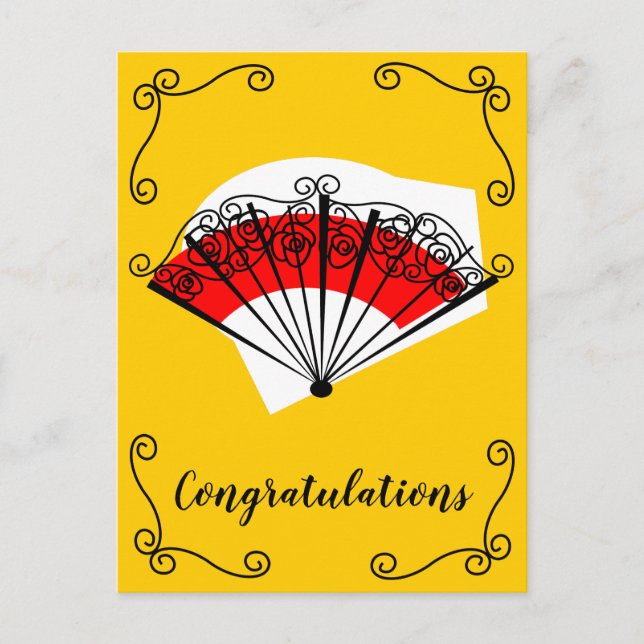 Spanish Fan Corners Congratulations vertical Postcard (Front)