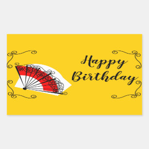 Spanish Fan Corners Happy Birthday rectangle Rectangular Sticker