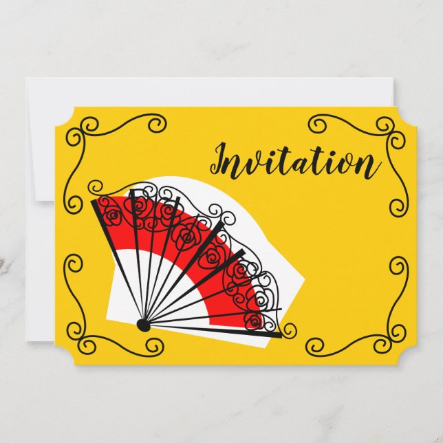 Spanish Fan Corners Invitation horizontal (Front)