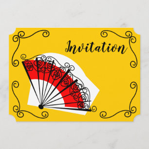 Spanish Fan Corners Invitation horizontal