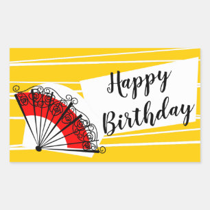 Spanish Fan Happy Birthday rectangle Rectangular Sticker