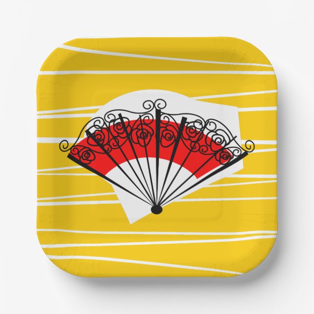 Spanish Fan square Paper Plate (Front)