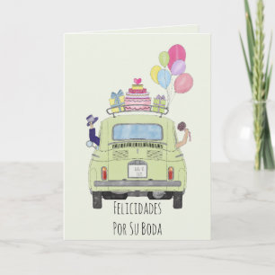 Spanish Felicidades Wedding Day Fiat 500 Card